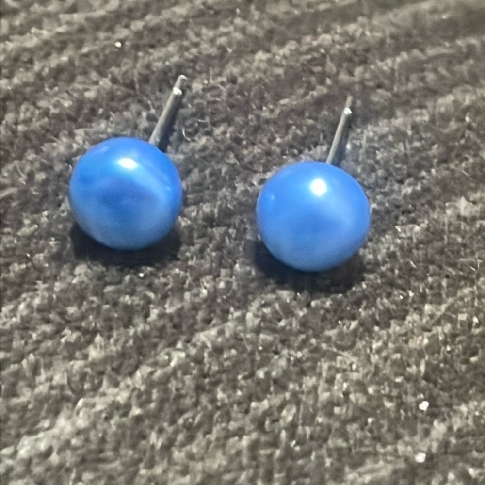 REAL PEARL EARRINGS Baby Blue studs baroque pearls min. 5mm